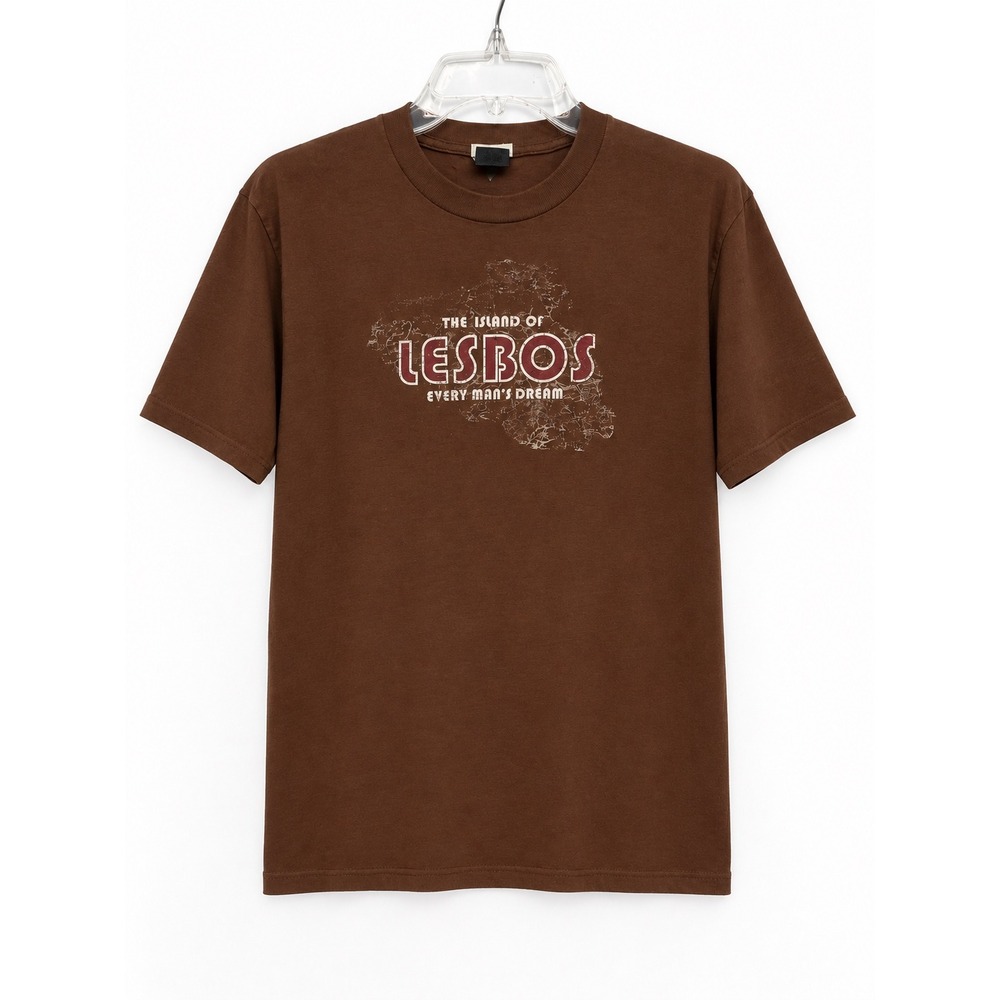 Vintage Abercrombie & Fitch Island of Lesbos T-Shirt Mens XL Brown Muscle 1990s!